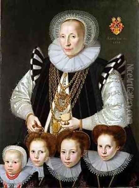 A Pair of Family Portraits Oil Painting - Gortzius Geldorp