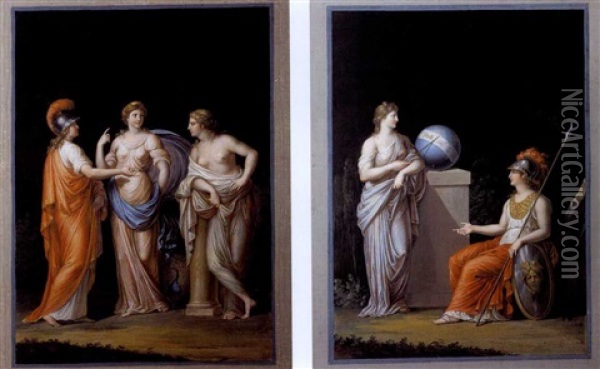 Scene Mitologiche (set Of 3) Oil Painting - Michelangelo Maestri