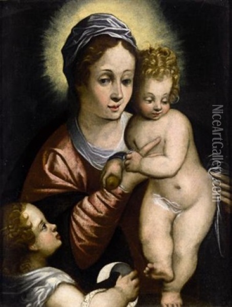 The Madonna And Child With The Infant Saint John The Baptist Oil Painting - Hans Rottenhammer the Elder