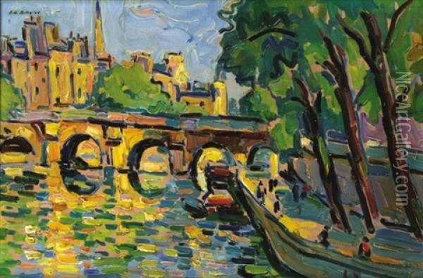 Le Pont Neuf Oil Painting - Pierre De Belay