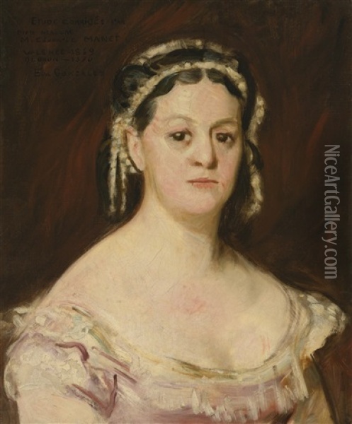 Portrait De Femme (study) Oil Painting - Eva Gonzales