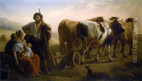 Cultivateur Romain Et Sa Famille Oil Painting - Louis de Taeye