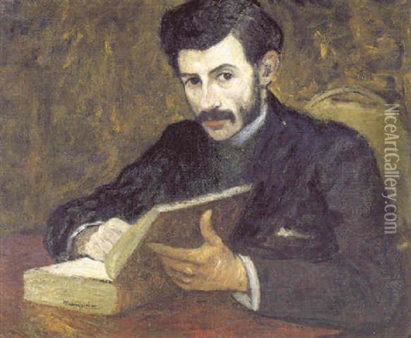 Portrait D'un Homme Au Livre Oil Painting - Henri Charles Manguin