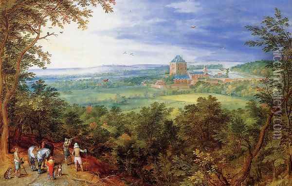 Landscape with the Chateau de Mariemont Oil Painting - Jan The Elder Brueghel