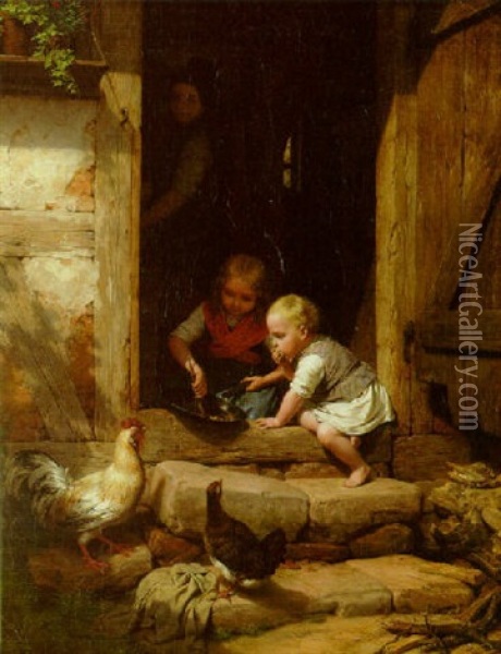 The Last Morsels Oil Painting - Friedrich Eduard Meyerheim