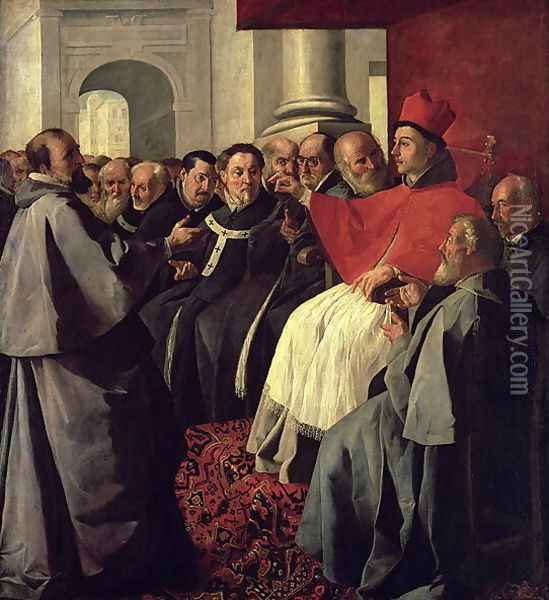 St. Bonaventure (1221-74) at the Council of Lyons in 1274, 1627 Oil Painting - Francisco De Zurbaran