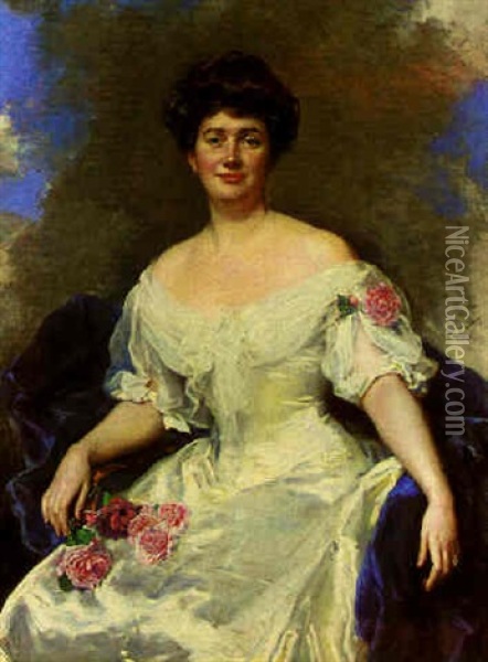 Portrait Of A Seated Lady Oil Painting - Raimundo de Madrazo y Garreta