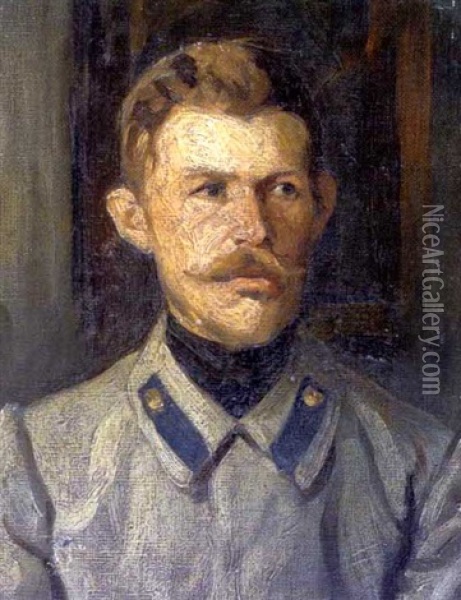 Viiksekas Mies (man With Moustache) Oil Painting - Alexandr Alekseevich Borisov