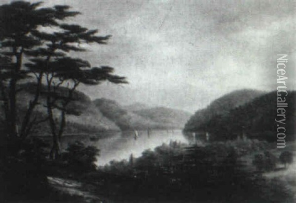 Hudson River Landscape Oil Painting - Frederic Edwin Church