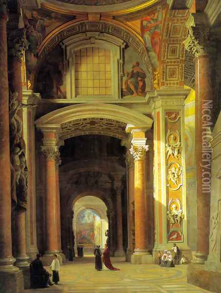 Interior of St. Peters, Rome Oil Painting - Heinrich Hansen