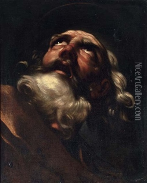 Head Of Saint Peter Oil Painting - Bartolomeo Biscaino