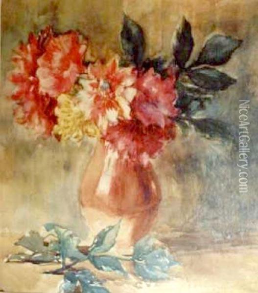 Kwiaty W Wazonie Oil Painting - Lucjan Adwentowicz