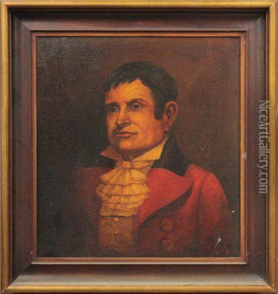 Portrait Of A Man In Red Coat And Ruffled Collar Oil Painting - Georg Karl Koch