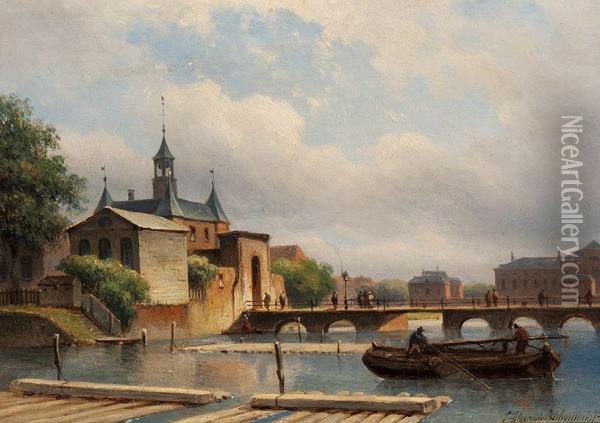 View Of The Leidsepoort Oil Painting - Eduard Alexander Hilverdink