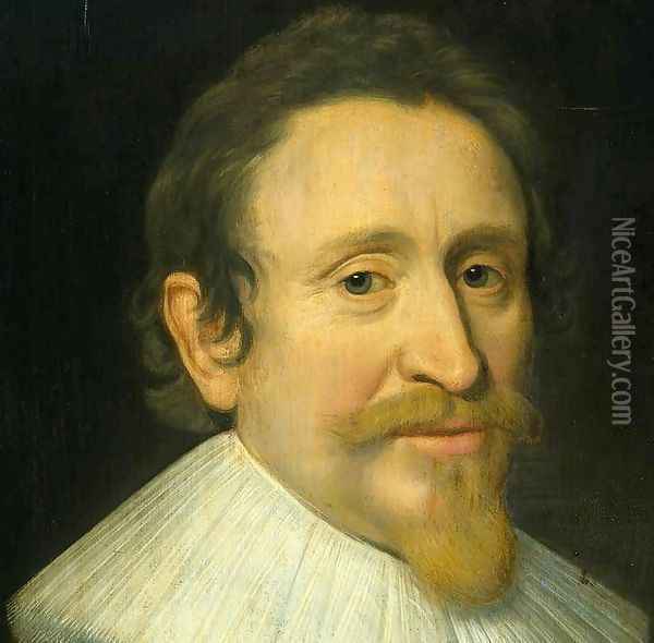 Portrait of Hugo de Groot [detail #1] Oil Painting - Michiel Jansz. van Miereveld