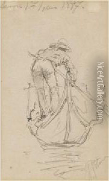 Two Sketches Of Gondoliers Oil Painting - Ilya Efimovich Efimovich Repin