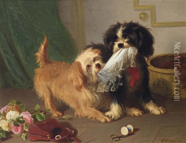 The Cheeky Dogs Oil Painting - Conradyn Cunaeus