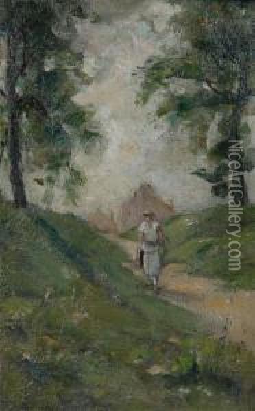 Strolling Girl Oil Painting - Henri Van Muyden