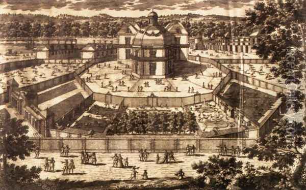 View and Perspective of the Ménagerie at Versailles Oil Painting - Antoine Aveline
