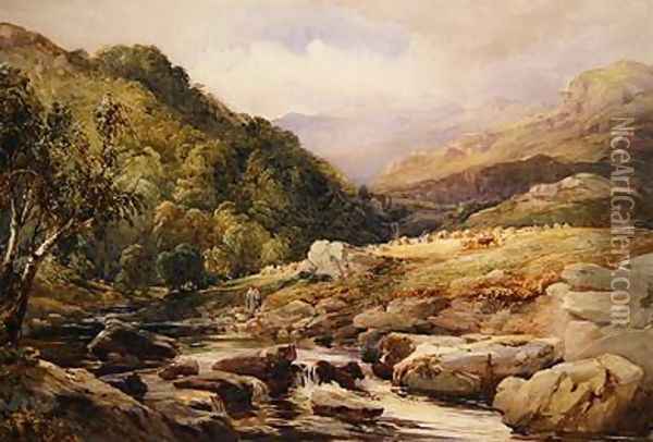 Landscape with Stream and Haymakers Oil Painting - David Hall McKewan