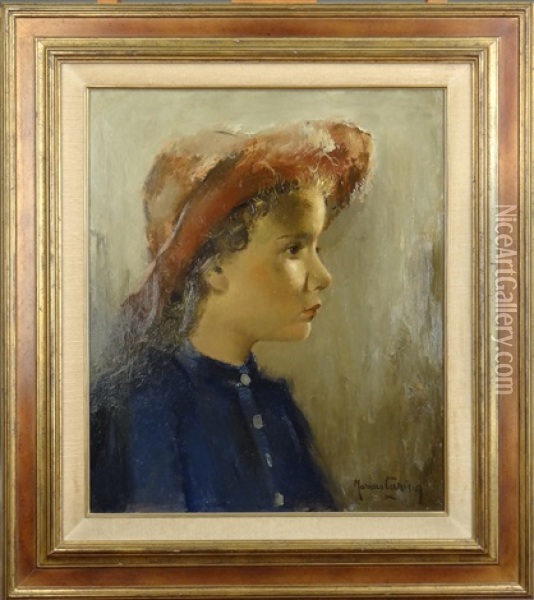 Portrait De Jeune Fille Oil Painting - Marius Carion