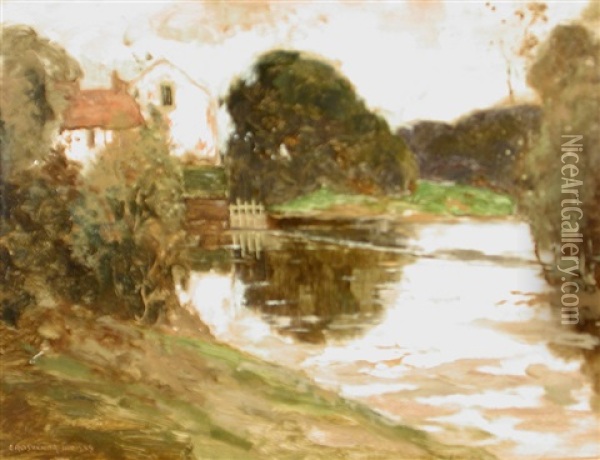 A Stream And Millhouse Oil Painting - Grosvenor Thomas