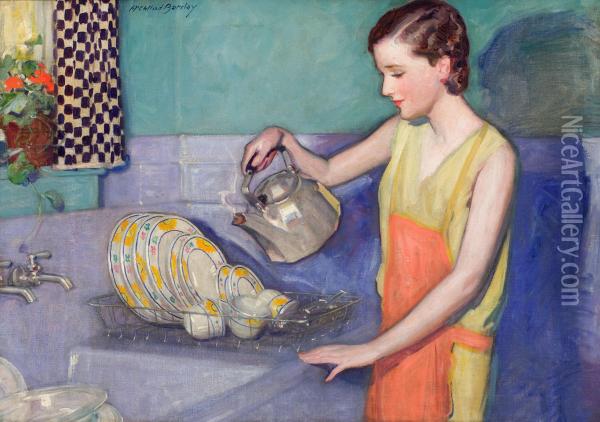 Washing The Dishes Oil Painting - Mcclelland Barclay