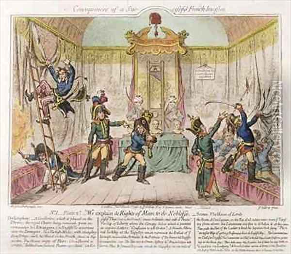 Consequences of a Successful French Invasion or We Explain de Rights of Man to the Noblesse Oil Painting - James Gillray