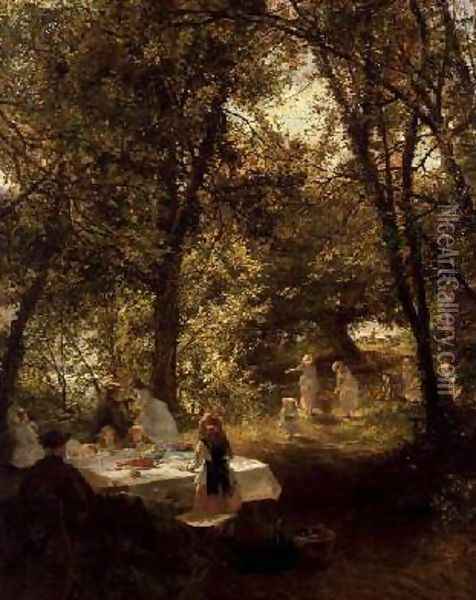 Our Picnic - New Lock Berks Oil Painting - Charles James Lewis