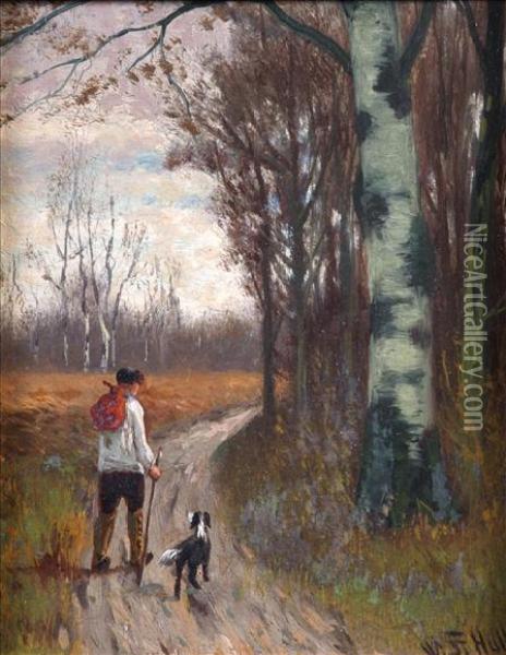 Travellerbeside A Wood With Dog Oil Painting - William Frederick Hulk