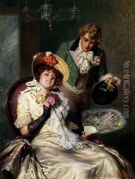 A Cautious Approach Oil Painting - Edwin Thomas Roberts