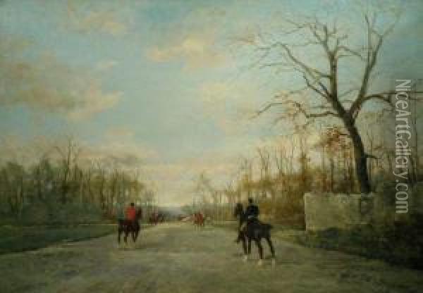 The Duke Of Aumale's Hunt In The Forest Of Chantilly Oil Painting - Rene Pierre Princeteau