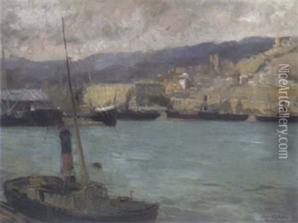 Im Hafen Von Malaga Oil Painting - Paul Kutscha