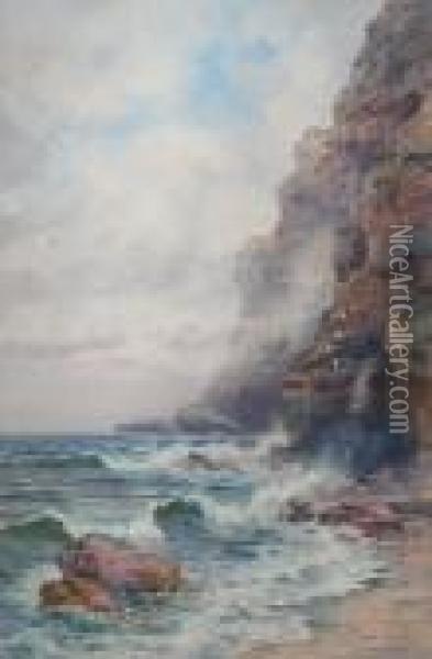 Cornish Coastal Cliffs Oil Painting - William Trost Richards