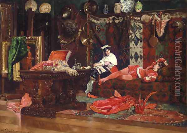 Models in Repose Oil Painting - Edouard Frederic Wilhelm Richter