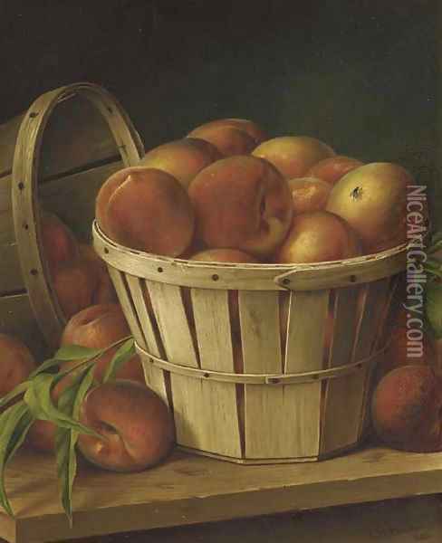 Basket of Peaches Oil Painting - Levi Wells Prentice