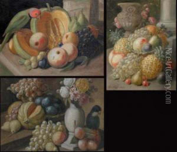 A Suite Of Three Still Life Oil Painting - Leopold Stoll