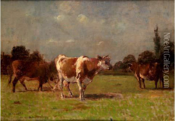 Vaches Dans Un Pre Oil Painting - Charles Francois Pecrus