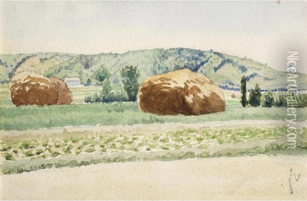 Meules De Foin The Hay Stacks Oil Painting - Felix Edouard Vallotton