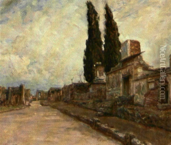Porta Nola I Pompeji. Aprilaften Oil Painting - Viggo Johansen