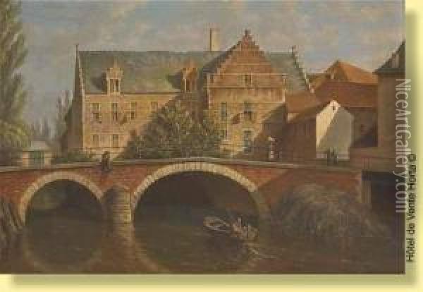 Pecheur Sous Le Pont Oil Painting - Franz Van Den Hove