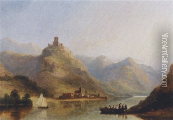 Gutenfels On The Rhine Oil Painting - James Poole