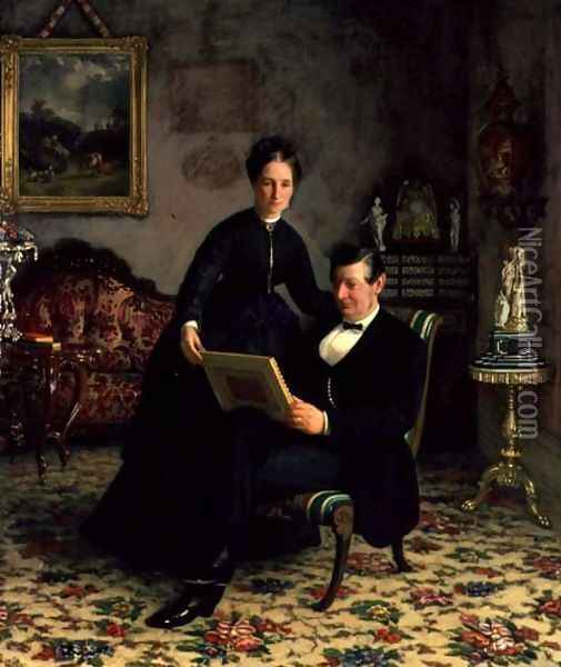 Mr Robert Constantin and Mrs Maria Eleonora Berggren Oil Painting - Gottfrid Virgin