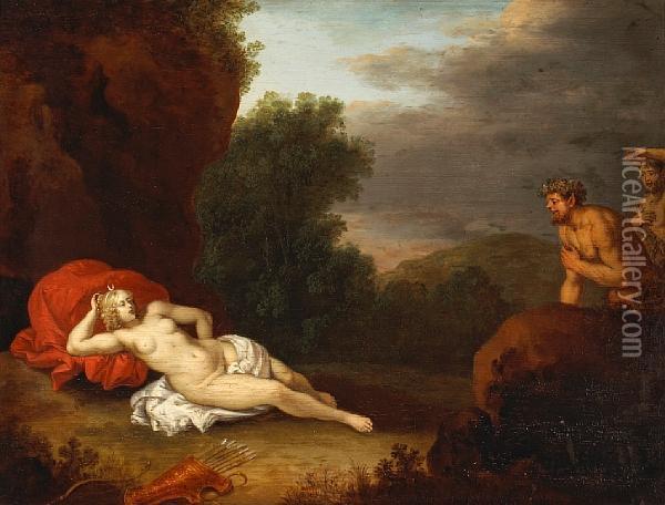 Diana Approached By Satyrs Oil Painting - Daniel Vertangen