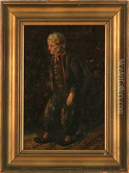 Besog Hos Bedstefar (study) Oil Painting - Johann Julius Exner