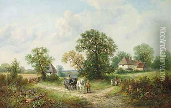 A Derbyshire Lane Oil Painting - George Turner