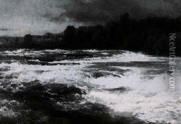 Storm Over The Water Oil Painting - Hermann Herzog