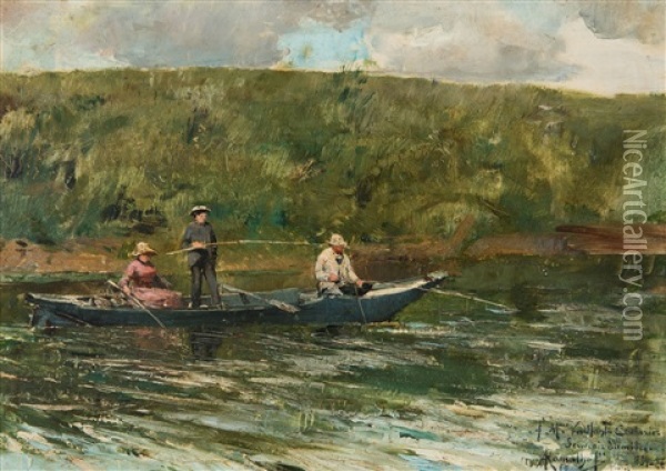 The Anglers (1884-1886) Oil Painting - Antonio Ramalho
