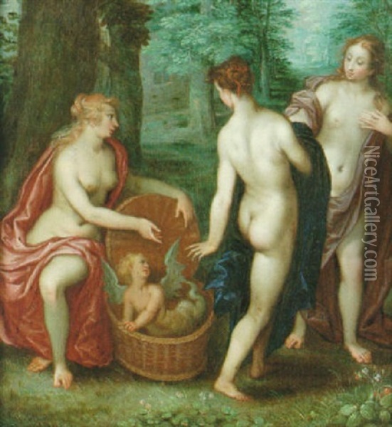 Kekrops Dottrar Och Den Lille Erichtonius Oil Painting - Hendrik van Balen the Elder