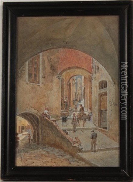 Malerische Gasse In San Remo Oil Painting - Franz Alt